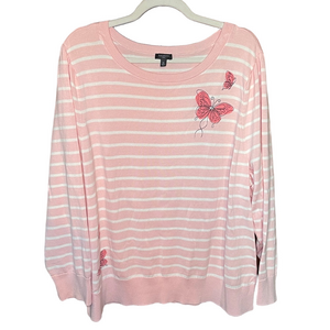 Talbots Pink and White Striped Sweater Size 3X PLUS